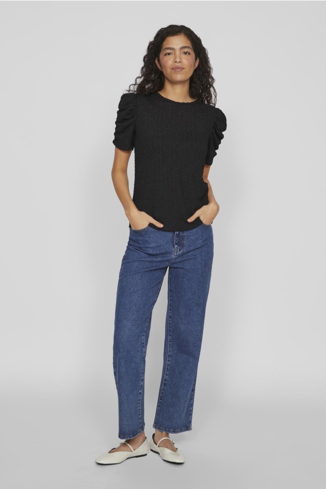 VIANINE S/S PUFF SLEEVE TOP - NOOS 14089479 Black Beauty